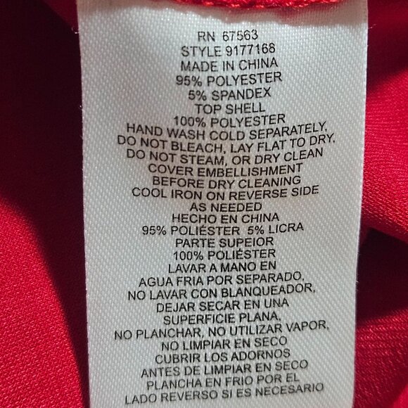 Valentines Elegant Red Layered Chiffon Dress With Rhinestone Embellishments & Co - Picture 10 of 16